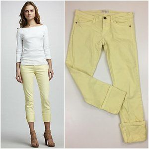 CURRENT ELLIOTT The Beatnik Wide Turnup Hem Faded Daffodil Yellow Jeans